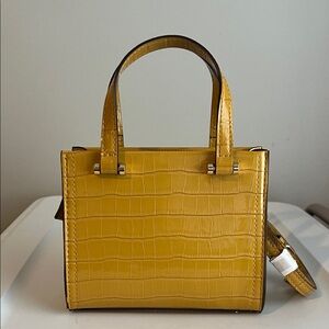 ASOS Croc-Embossed Top Handle Satchel in Mustard